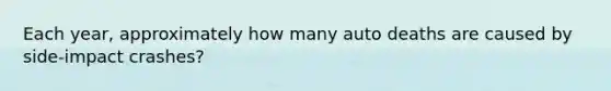 Each year, approximately how many auto deaths are caused by side-impact crashes?