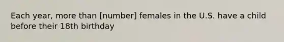 Each year, more than [number] females in the U.S. have a child before their 18th birthday