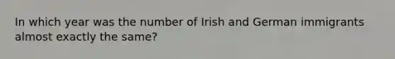 In which year was the number of Irish and German immigrants almost exactly the same?