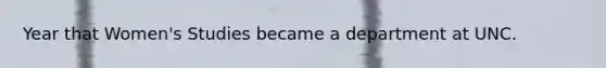 Year that Women's Studies became a department at UNC.