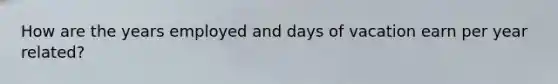 How are the years employed and days of vacation earn per year related?