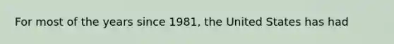 For most of the years since 1981, the United States has had