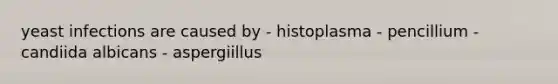 yeast infections are caused by - histoplasma - pencillium - candiida albicans - aspergiillus