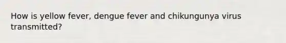 How is yellow fever, dengue fever and chikungunya virus transmitted?