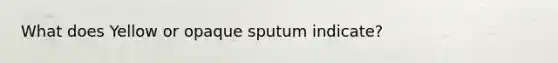 What does Yellow or opaque sputum indicate?