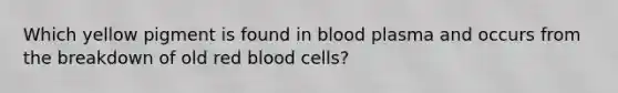 Which yellow pigment is found in blood plasma and occurs from the breakdown of old red blood cells?