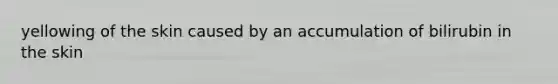 yellowing of the skin caused by an accumulation of bilirubin in the skin