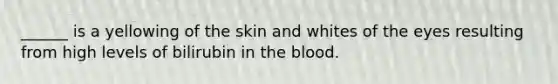 ______ is a yellowing of the skin and whites of the eyes resulting from high levels of bilirubin in the blood.