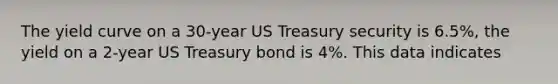 The yield curve on a 30-year US Treasury security is 6.5%, the yield on a 2-year US Treasury bond is 4%. This data indicates