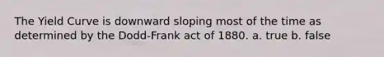 The Yield Curve is downward sloping most of the time as determined by the Dodd-Frank act of 1880. a. true b. false