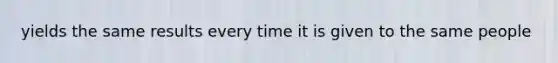yields the same results every time it is given to the same people