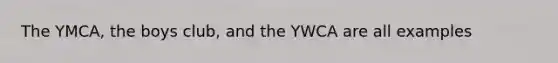 The YMCA, the boys club, and the YWCA are all examples