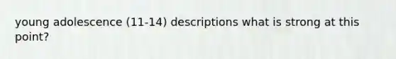 young adolescence (11-14) descriptions what is strong at this point?