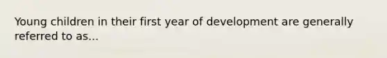 Young children in their first year of development are generally referred to as...