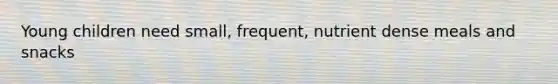 Young children need small, frequent, nutrient dense meals and snacks