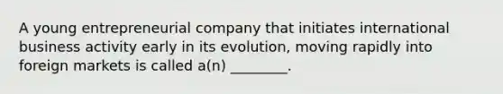 A young entrepreneurial company that initiates international business activity early in its evolution, moving rapidly into foreign markets is called a(n) ________.