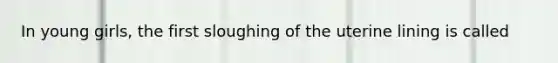 In young girls, the first sloughing of the uterine lining is called