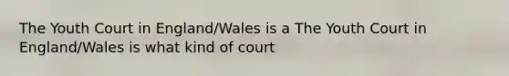 The Youth Court in England/Wales is a The Youth Court in England/Wales is what kind of court