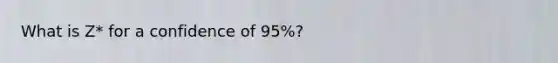 What is Z* for a confidence of 95%?