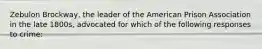 Zebulon Brockway, the leader of the American Prison Association in the late 1800s, advocated for which of the following responses to crime: