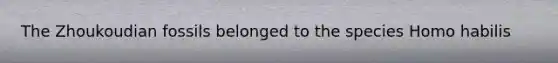 The Zhoukoudian fossils belonged to the species Homo habilis