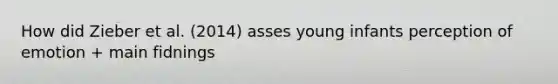 How did Zieber et al. (2014) asses young infants perception of emotion + main fidnings