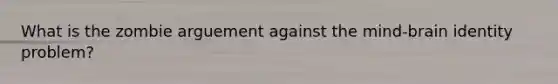 What is the zombie arguement against the mind-brain identity problem?