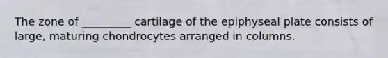 The zone of _________ cartilage of the epiphyseal plate consists of large, maturing chondrocytes arranged in columns.