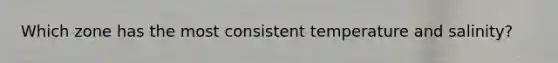 Which zone has the most consistent temperature and salinity?