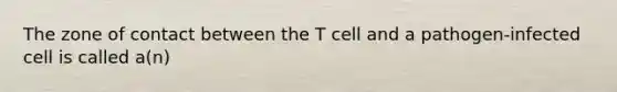 The zone of contact between the T cell and a pathogen-infected cell is called a(n)