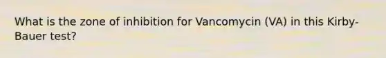 What is the zone of inhibition for Vancomycin (VA) in this Kirby-Bauer test?