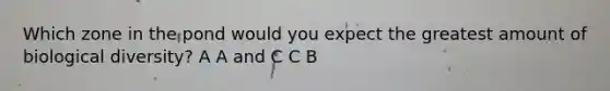 Which zone in the pond would you expect the greatest amount of biological diversity? A A and C C B