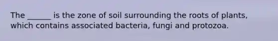 The ______ is the zone of soil surrounding the roots of plants, which contains associated bacteria, fungi and protozoa.