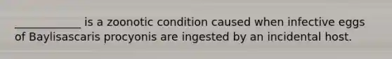 ____________ is a zoonotic condition caused when infective eggs of Baylisascaris procyonis are ingested by an incidental host.