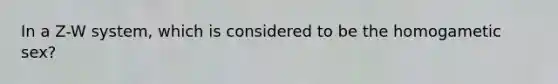 In a Z-W system, which is considered to be the homogametic sex?