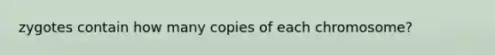 zygotes contain how many copies of each chromosome?