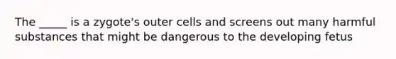 The _____ is a zygote's outer cells and screens out many harmful substances that might be dangerous to the developing fetus